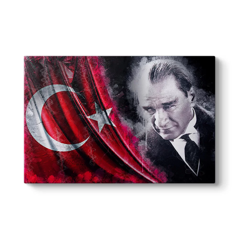 Türk Bayraklı Atatürk Tablosu - Model 1
